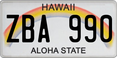 HI license plate ZBA990