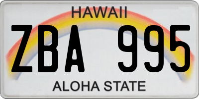 HI license plate ZBA995