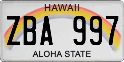 HI license plate ZBA997