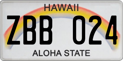 HI license plate ZBB024