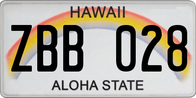 HI license plate ZBB028