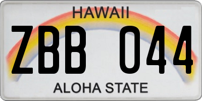 HI license plate ZBB044