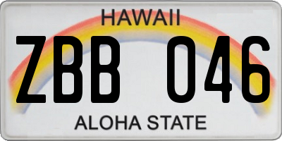 HI license plate ZBB046