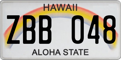 HI license plate ZBB048
