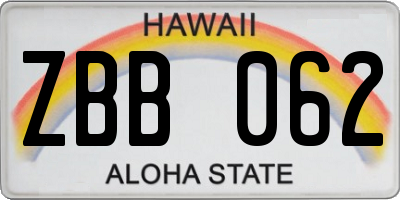 HI license plate ZBB062