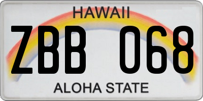 HI license plate ZBB068