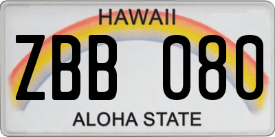 HI license plate ZBB080