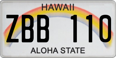 HI license plate ZBB110