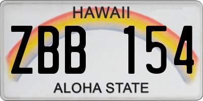 HI license plate ZBB154