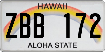 HI license plate ZBB172