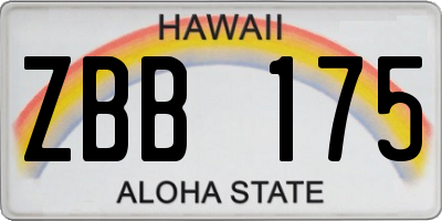 HI license plate ZBB175