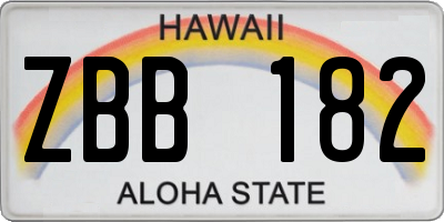 HI license plate ZBB182
