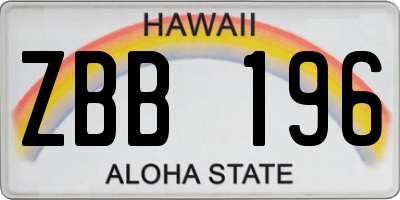 HI license plate ZBB196