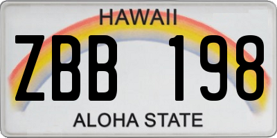 HI license plate ZBB198