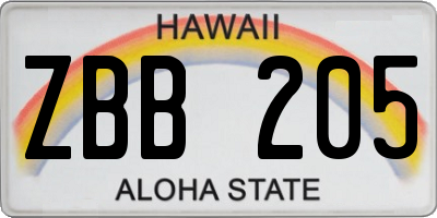 HI license plate ZBB205
