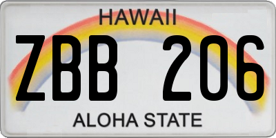 HI license plate ZBB206