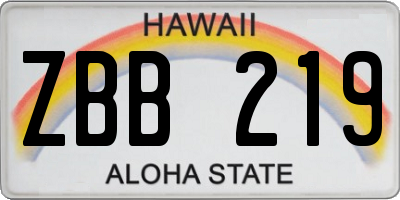 HI license plate ZBB219