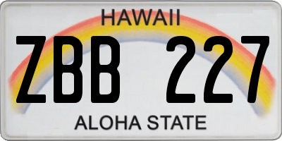 HI license plate ZBB227