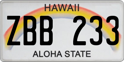 HI license plate ZBB233