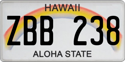 HI license plate ZBB238