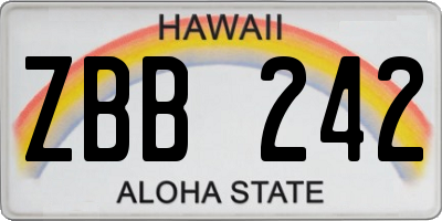 HI license plate ZBB242