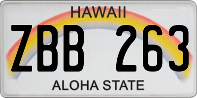 HI license plate ZBB263