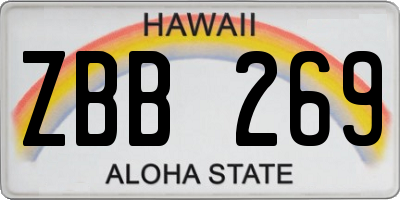HI license plate ZBB269
