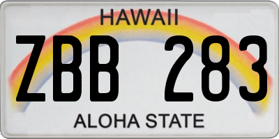 HI license plate ZBB283