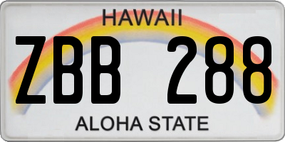 HI license plate ZBB288