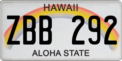 HI license plate ZBB292