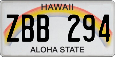 HI license plate ZBB294
