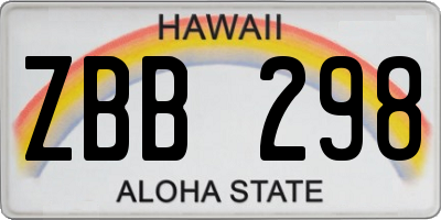 HI license plate ZBB298