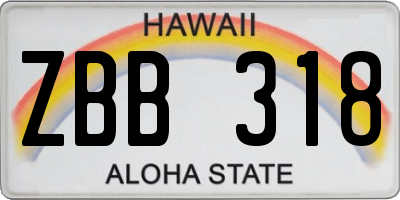 HI license plate ZBB318