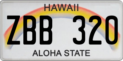 HI license plate ZBB320
