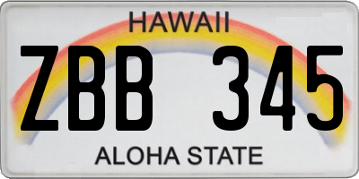 HI license plate ZBB345