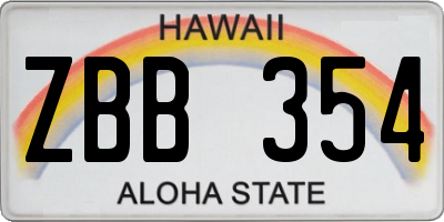 HI license plate ZBB354