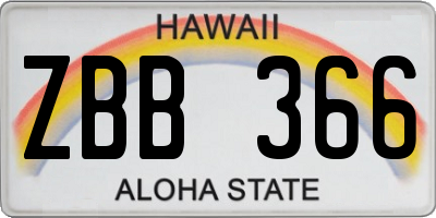 HI license plate ZBB366