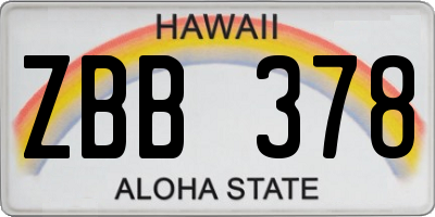 HI license plate ZBB378