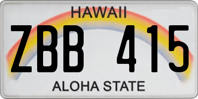 HI license plate ZBB415