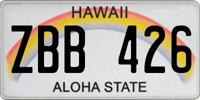 HI license plate ZBB426
