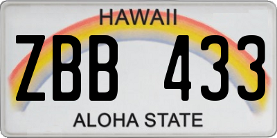 HI license plate ZBB433