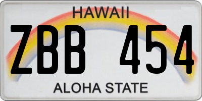HI license plate ZBB454