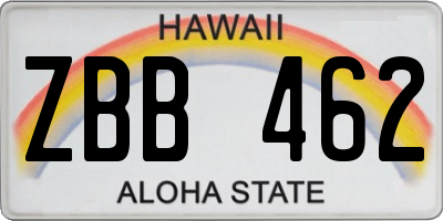 HI license plate ZBB462