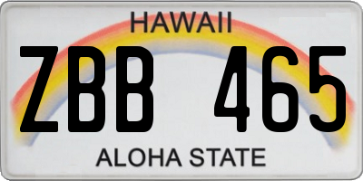HI license plate ZBB465