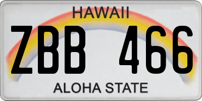 HI license plate ZBB466