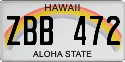 HI license plate ZBB472