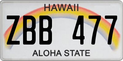 HI license plate ZBB477