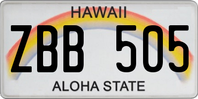HI license plate ZBB505