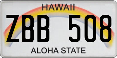 HI license plate ZBB508