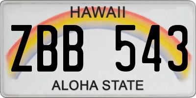HI license plate ZBB543